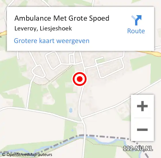 Locatie op kaart van de 112 melding: Ambulance Met Grote Spoed Naar Leveroy, Liesjeshoek op 16 juni 2021 01:16