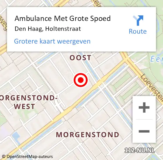 Locatie op kaart van de 112 melding: Ambulance Met Grote Spoed Naar Den Haag, Holtenstraat op 16 juni 2021 02:06