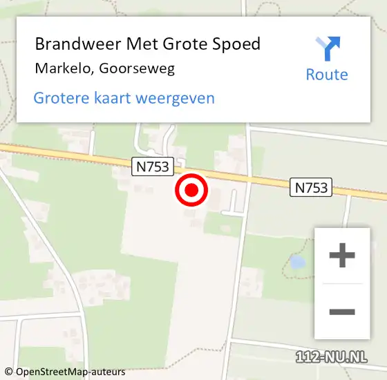 Locatie op kaart van de 112 melding: Brandweer Met Grote Spoed Naar Markelo, Goorseweg op 13 juni 2014 12:41