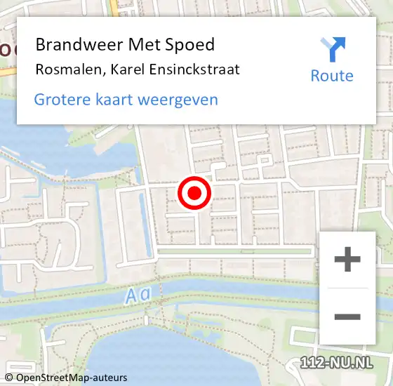 Locatie op kaart van de 112 melding: Brandweer Met Spoed Naar Rosmalen, Karel Ensinckstraat op 16 juni 2021 02:35