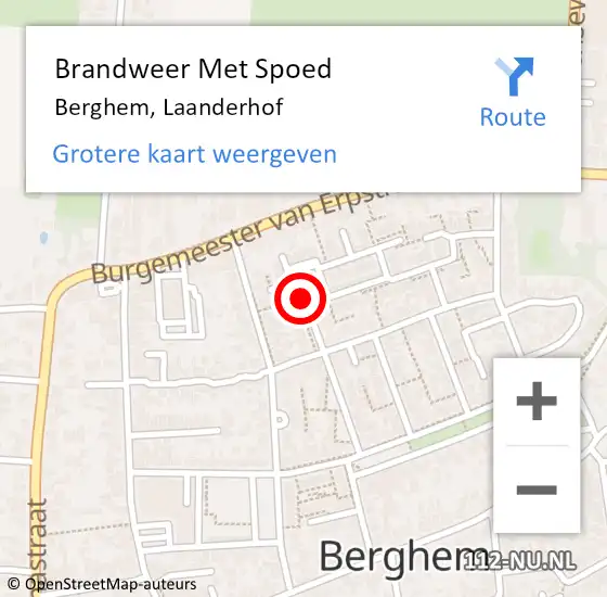 Locatie op kaart van de 112 melding: Brandweer Met Spoed Naar Berghem, Laanderhof op 16 juni 2021 03:10