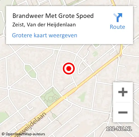 Locatie op kaart van de 112 melding: Brandweer Met Grote Spoed Naar Zeist, Van der Heijdenlaan op 16 juni 2021 03:14