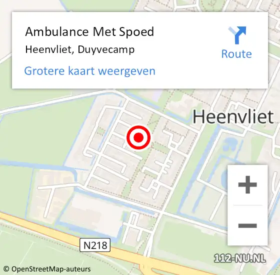 Locatie op kaart van de 112 melding: Ambulance Met Spoed Naar Heenvliet, Duyvecamp op 16 juni 2021 03:16