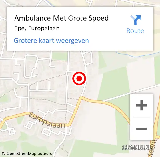 Locatie op kaart van de 112 melding: Ambulance Met Grote Spoed Naar Epe, Europalaan op 16 juni 2021 03:36