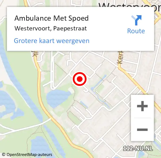 Locatie op kaart van de 112 melding: Ambulance Met Spoed Naar Westervoort, Paepestraat op 16 juni 2021 04:45
