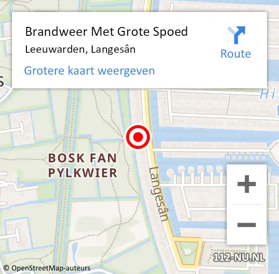 Locatie op kaart van de 112 melding: Brandweer Met Grote Spoed Naar Leeuwarden, Langesân op 16 juni 2021 06:58