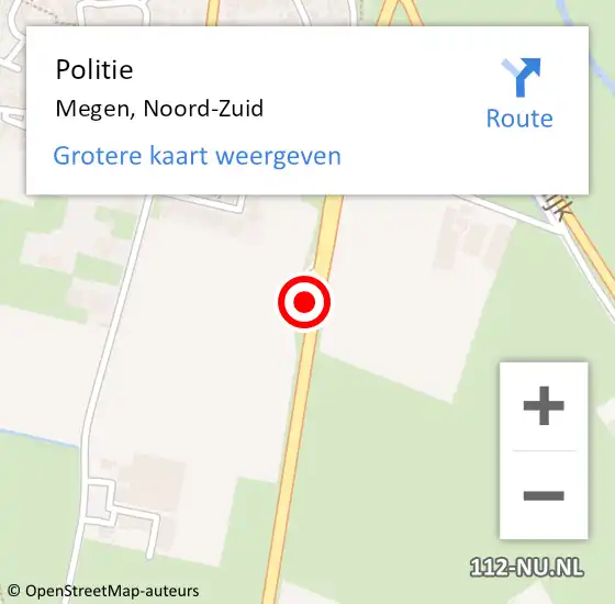 Locatie op kaart van de 112 melding: Politie Megen, Noord-Zuid op 16 juni 2021 07:26