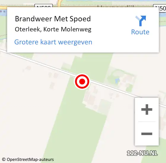 Locatie op kaart van de 112 melding: Brandweer Met Spoed Naar Oterleek, Korte Molenweg op 16 juni 2021 07:35