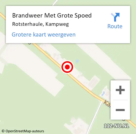 Locatie op kaart van de 112 melding: Brandweer Met Grote Spoed Naar Rotsterhaule, Kampweg op 16 juni 2021 07:54