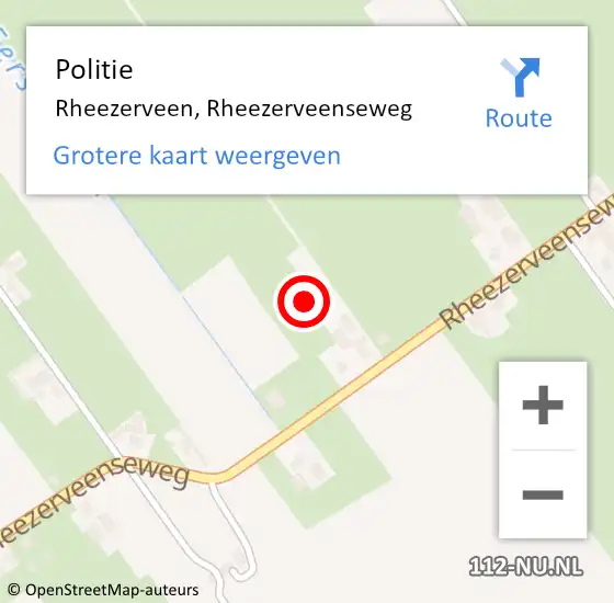Locatie op kaart van de 112 melding: Politie Rheezerveen, Rheezerveenseweg op 16 juni 2021 07:56