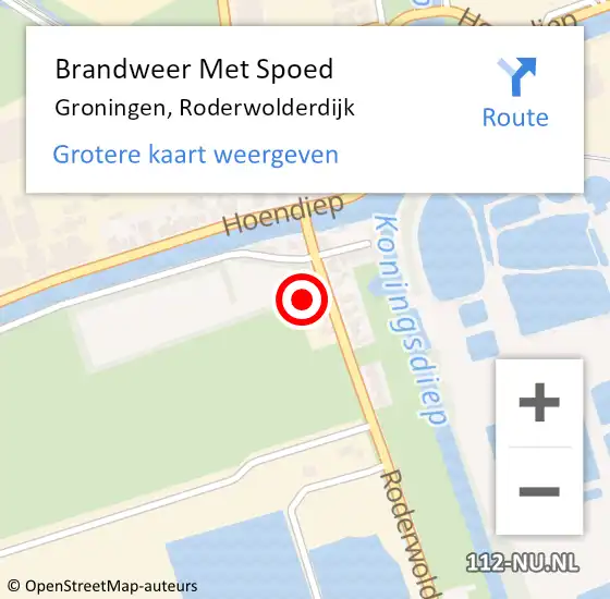 Locatie op kaart van de 112 melding: Brandweer Met Spoed Naar Groningen, Roderwolderdijk op 16 juni 2021 08:19