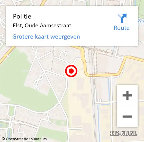 Locatie op kaart van de 112 melding: Politie Elst, Oude Aamsestraat op 16 juni 2021 08:23