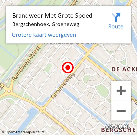 Locatie op kaart van de 112 melding: Brandweer Met Grote Spoed Naar Bergschenhoek, Groeneweg op 16 juni 2021 08:26