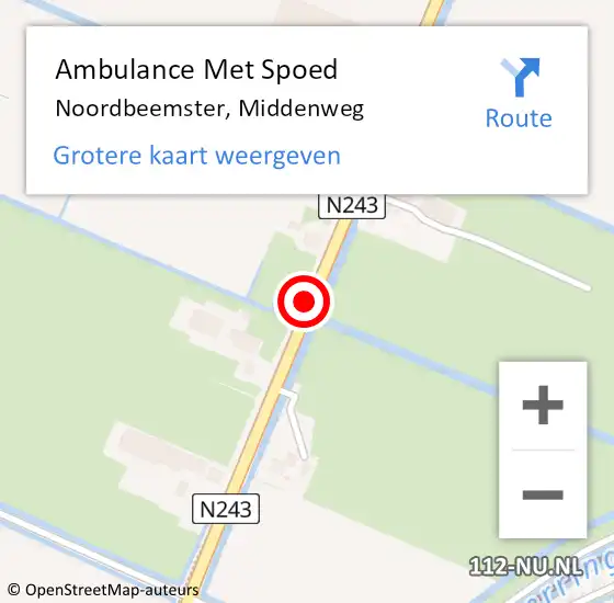 Locatie op kaart van de 112 melding: Ambulance Met Spoed Naar Noordbeemster, Middenweg op 16 juni 2021 08:53