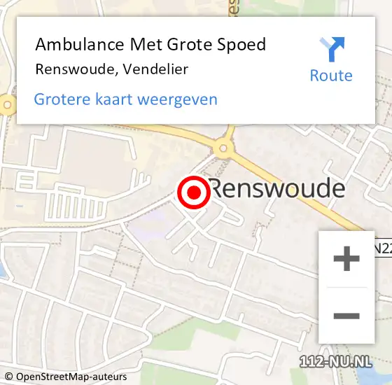 Locatie op kaart van de 112 melding: Ambulance Met Grote Spoed Naar Renswoude, Vendelier op 16 juni 2021 09:04