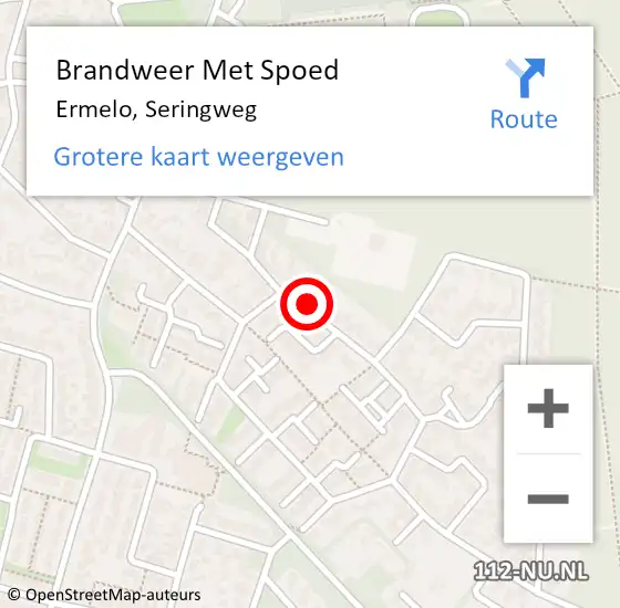 Locatie op kaart van de 112 melding: Brandweer Met Spoed Naar Ermelo, Seringweg op 16 juni 2021 09:10