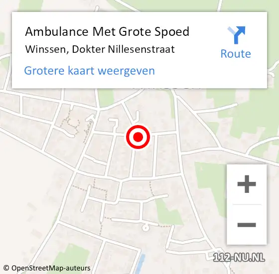 Locatie op kaart van de 112 melding: Ambulance Met Grote Spoed Naar Winssen, Dokter Nillesenstraat op 16 juni 2021 09:11