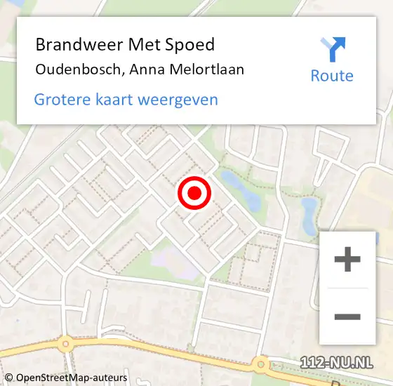 Locatie op kaart van de 112 melding: Brandweer Met Spoed Naar Oudenbosch, Anna Melortlaan op 13 juni 2014 12:59