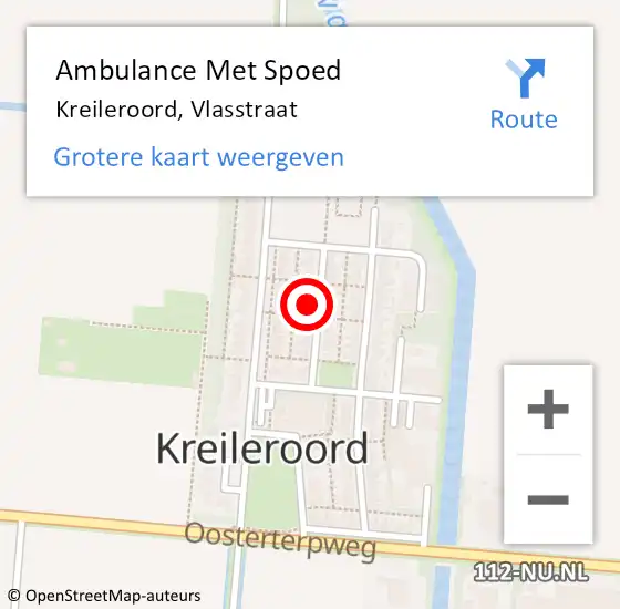 Locatie op kaart van de 112 melding: Ambulance Met Spoed Naar Kreileroord, Vlasstraat op 16 juni 2021 09:41
