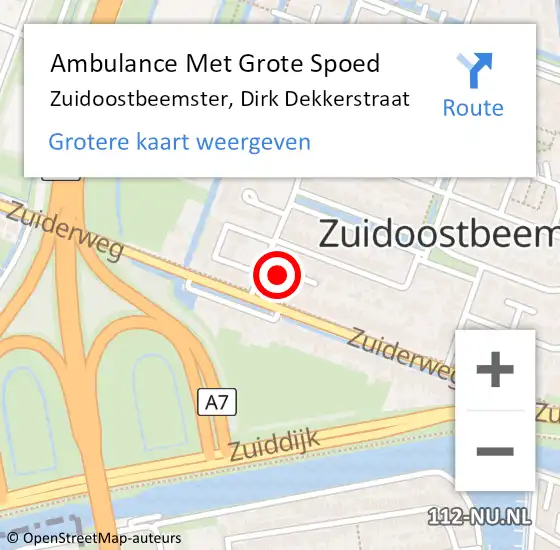 Locatie op kaart van de 112 melding: Ambulance Met Grote Spoed Naar Zuidoostbeemster, Dirk Dekkerstraat op 16 juni 2021 09:56