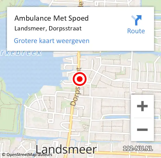 Locatie op kaart van de 112 melding: Ambulance Met Spoed Naar Landsmeer, Dorpsstraat op 16 juni 2021 10:00