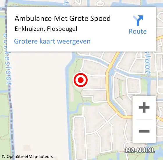 Locatie op kaart van de 112 melding: Ambulance Met Grote Spoed Naar Enkhuizen, Flosbeugel op 16 juni 2021 10:06