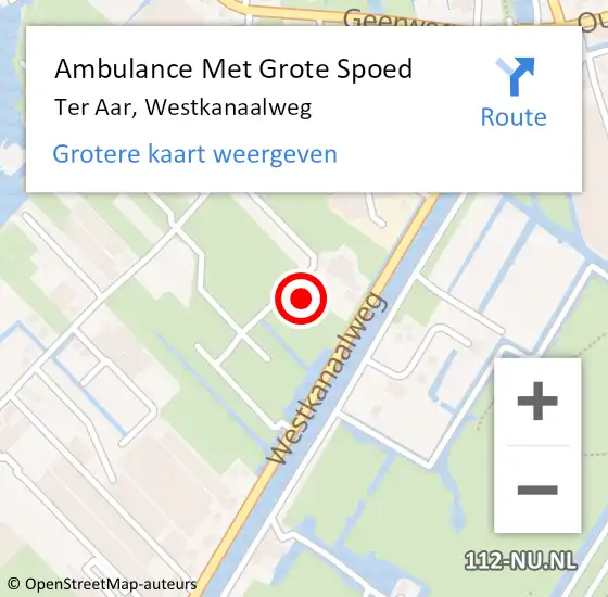 Locatie op kaart van de 112 melding: Ambulance Met Grote Spoed Naar Ter Aar, Westkanaalweg op 16 juni 2021 10:11