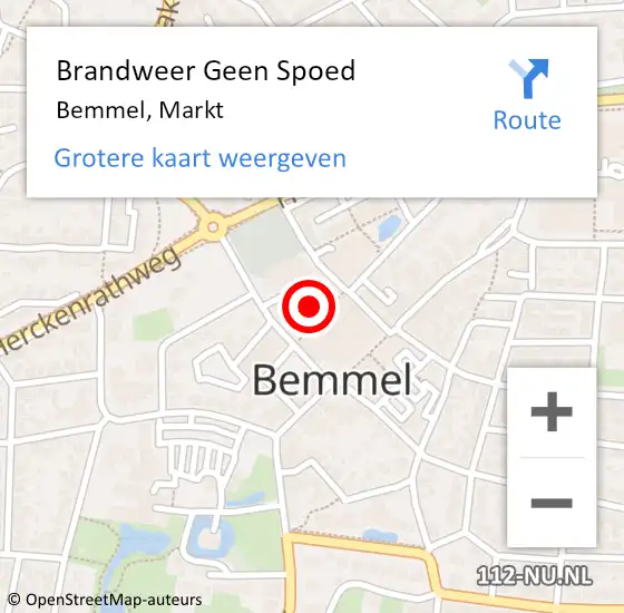 Locatie op kaart van de 112 melding: Brandweer Geen Spoed Naar Bemmel, Markt op 16 juni 2021 10:15