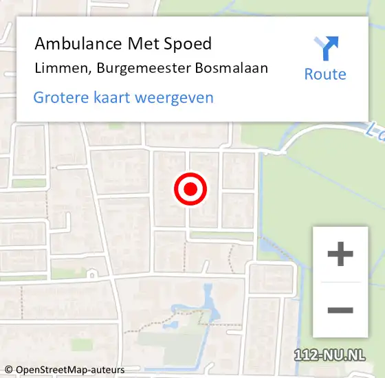 Locatie op kaart van de 112 melding: Ambulance Met Spoed Naar Limmen, Burgemeester Bosmalaan op 16 juni 2021 10:17