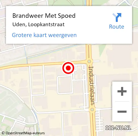 Locatie op kaart van de 112 melding: Brandweer Met Spoed Naar Uden, Loopkantstraat op 16 juni 2021 10:35