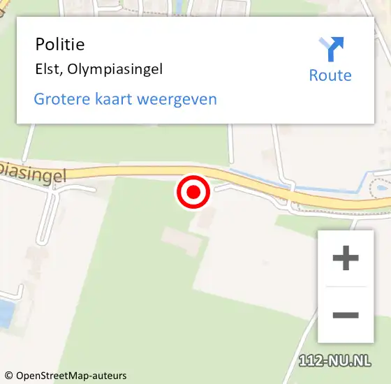 Locatie op kaart van de 112 melding: Politie Elst, Olympiasingel op 16 juni 2021 10:43