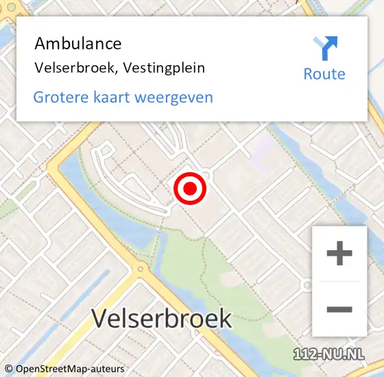 Locatie op kaart van de 112 melding: Ambulance Velserbroek, Vestingplein op 16 juni 2021 10:43