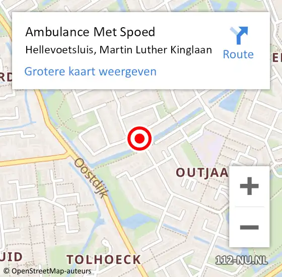 Locatie op kaart van de 112 melding: Ambulance Met Spoed Naar Hellevoetsluis, Martin Luther Kinglaan op 16 juni 2021 10:50