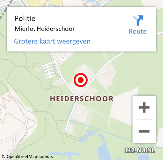 Locatie op kaart van de 112 melding: Politie Mierlo, Heiderschoor op 16 juni 2021 10:57
