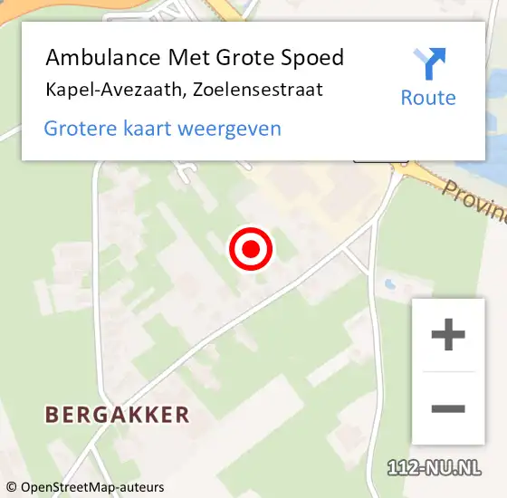 Locatie op kaart van de 112 melding: Ambulance Met Grote Spoed Naar Kapel-Avezaath, Zoelensestraat op 16 juni 2021 11:09