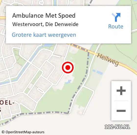 Locatie op kaart van de 112 melding: Ambulance Met Spoed Naar Westervoort, Die Denweide op 16 juni 2021 11:21