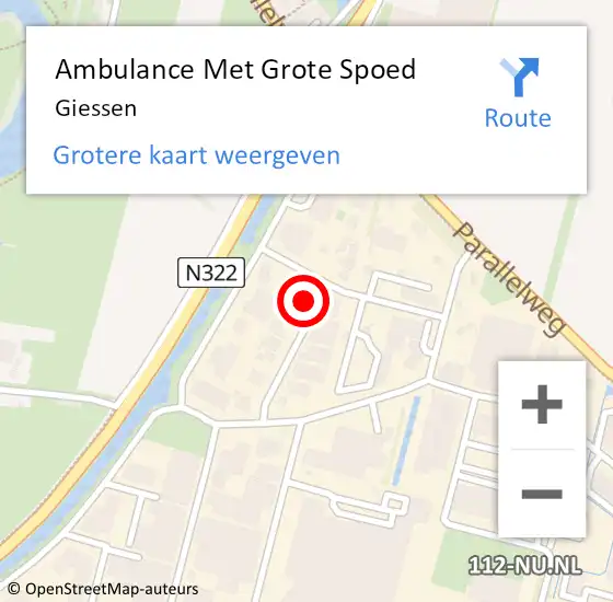 Locatie op kaart van de 112 melding: Ambulance Met Grote Spoed Naar Giessen op 16 juni 2021 11:32