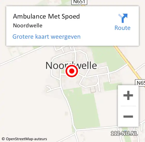 Locatie op kaart van de 112 melding: Ambulance Met Spoed Naar Noordwelle op 16 juni 2021 11:37