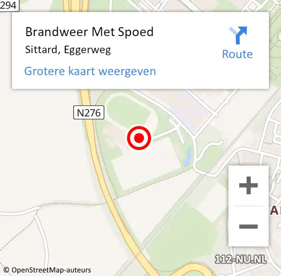 Locatie op kaart van de 112 melding: Brandweer Met Spoed Naar Sittard, Eggerweg op 16 juni 2021 11:42