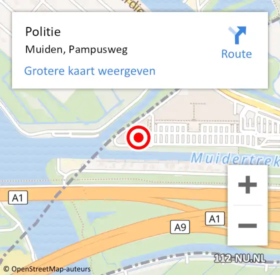 Locatie op kaart van de 112 melding: Politie Muiden, Pampusweg op 16 juni 2021 12:06