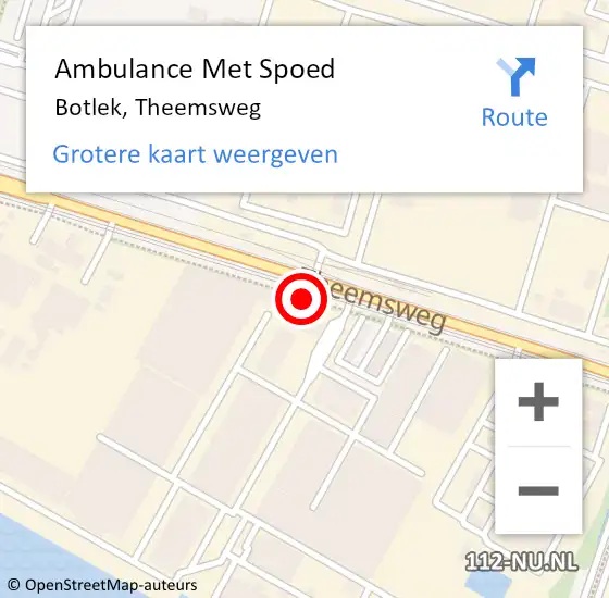 Locatie op kaart van de 112 melding: Ambulance Met Spoed Naar Botlek, Theemsweg op 16 juni 2021 12:08