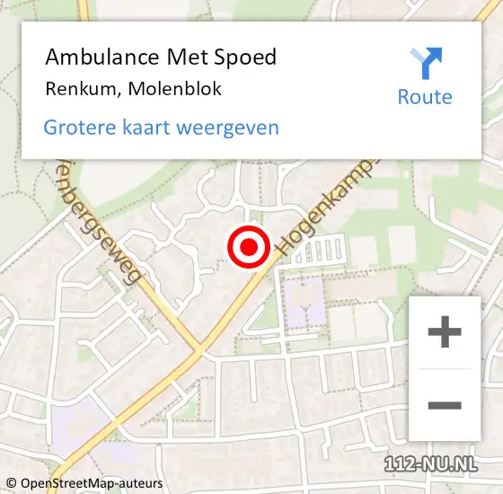 Locatie op kaart van de 112 melding: Ambulance Met Spoed Naar Renkum, Molenblok op 16 juni 2021 12:10