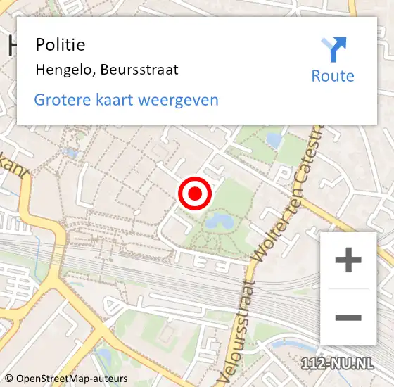 Locatie op kaart van de 112 melding: Politie Hengelo, Beursstraat op 16 juni 2021 12:13