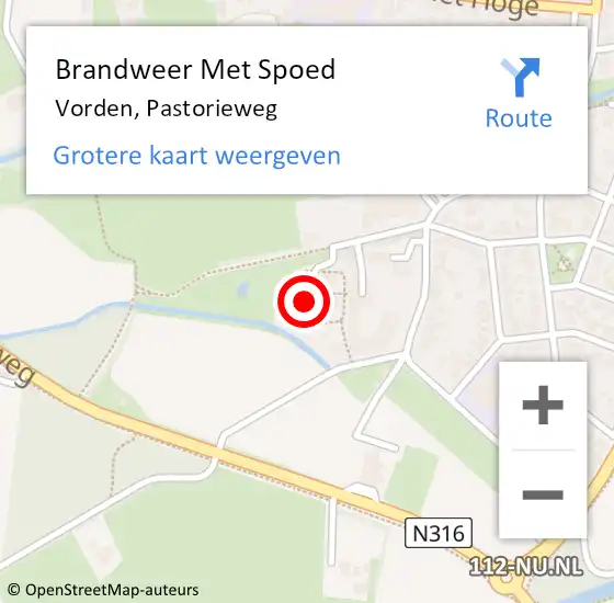 Locatie op kaart van de 112 melding: Brandweer Met Spoed Naar Vorden, Pastorieweg op 16 juni 2021 12:16