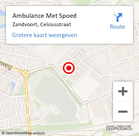 Locatie op kaart van de 112 melding: Ambulance Met Spoed Naar Zandvoort, Celsiusstraat op 16 juni 2021 12:28