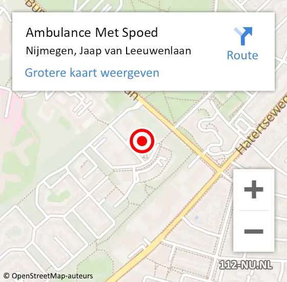 Locatie op kaart van de 112 melding: Ambulance Met Spoed Naar Nijmegen, Jaap van Leeuwenlaan op 16 juni 2021 12:35