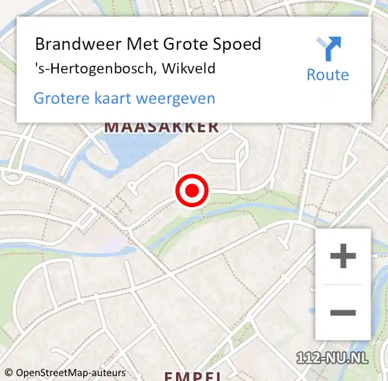 Locatie op kaart van de 112 melding: Brandweer Met Grote Spoed Naar 's-Hertogenbosch, Wikveld op 16 juni 2021 12:45