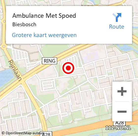 Locatie op kaart van de 112 melding: Ambulance Met Spoed Naar Biesbosch op 16 juni 2021 13:01