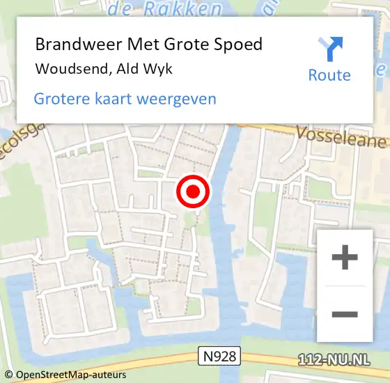 Locatie op kaart van de 112 melding: Brandweer Met Grote Spoed Naar Woudsend, Ald Wyk op 16 juni 2021 13:17