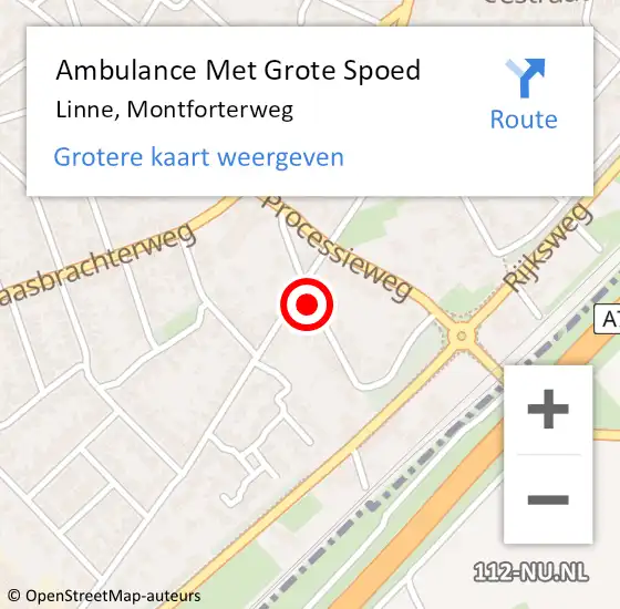 Locatie op kaart van de 112 melding: Ambulance Met Grote Spoed Naar Linne, Montforterweg op 16 juni 2021 13:21